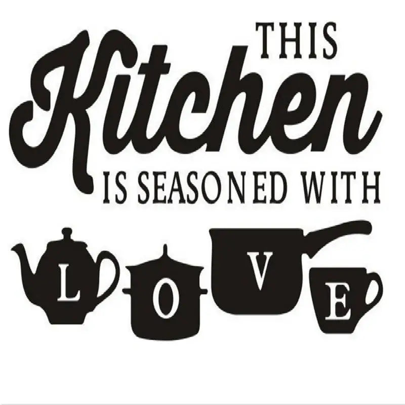 Kitchen Wall Decal - 'This Kitchen is Seasoned with Love' Quote Sticker