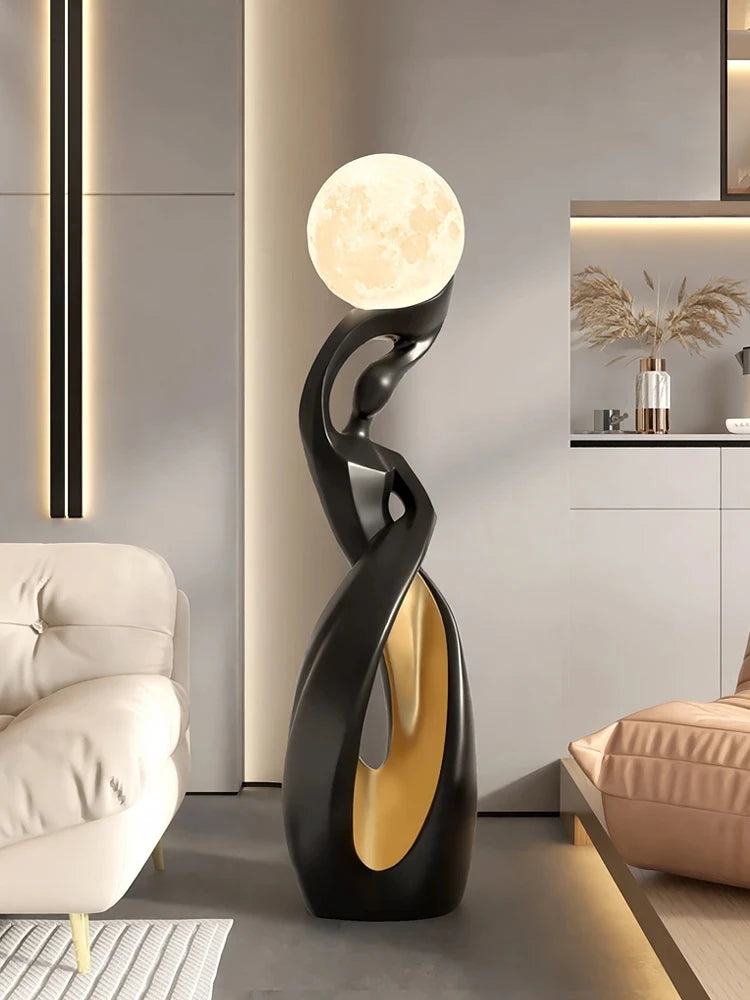 Nordic Abstract Art Sculpture - Luminous Floor Statue for Modern Living Room Decor