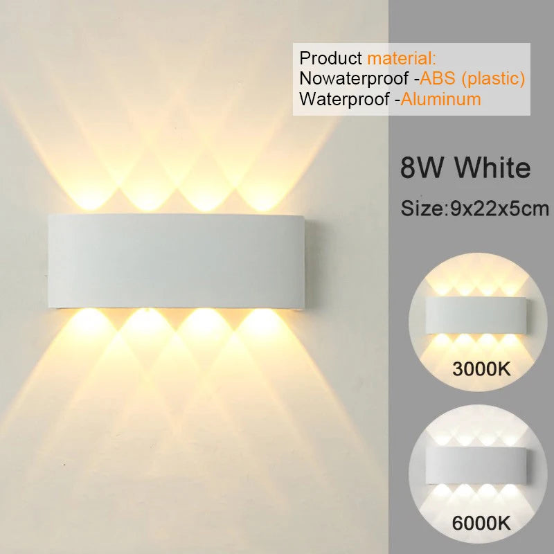 Modern LED Wall Sconces - Up Down Indoor/Outdoor Wall Mount Lights for Living Room & Hallway