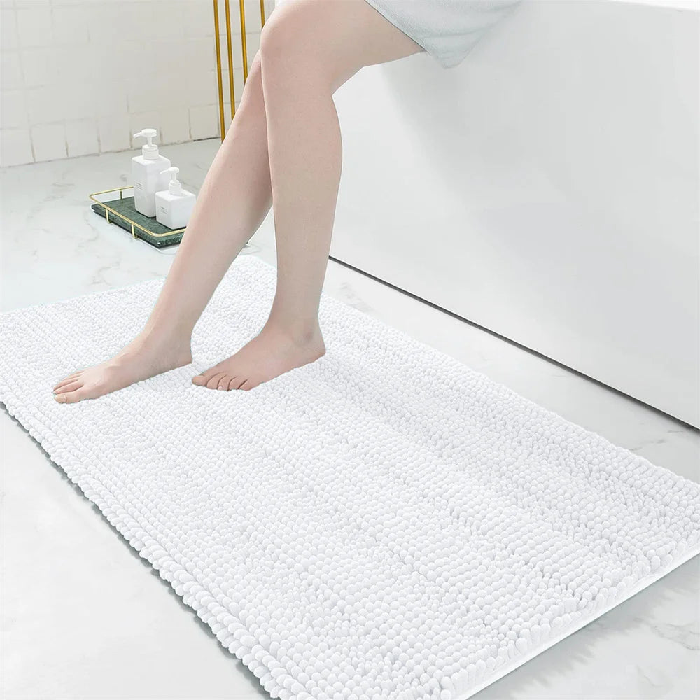 Ultra-Soft Chenille Bathroom Rug - Non-Slip Memory Foam Bath Mat with Anti-Slip Backing