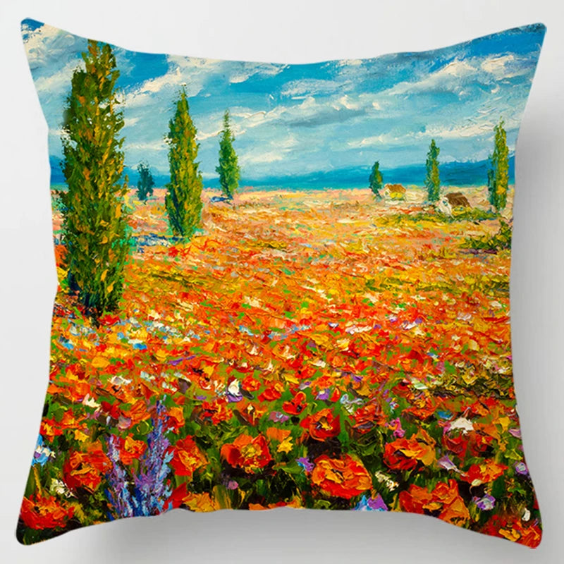 Lavender Pattern Throw Pillow Cover - Decorative Sofa Cushion Case for Living Room & Bedroom