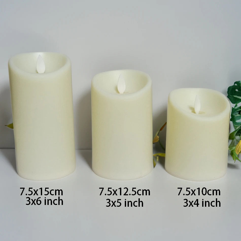 USB Rechargeable LED Candles 3-Piece Set - Flameless Pillar Candles with Remote