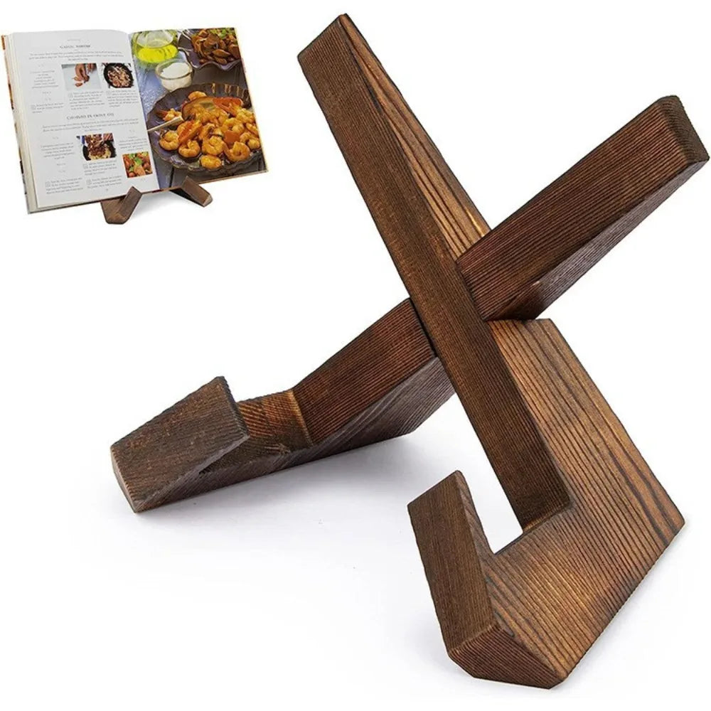 Wooden Recipe Book Stand - Kitchen Countertop Cookbook Holder