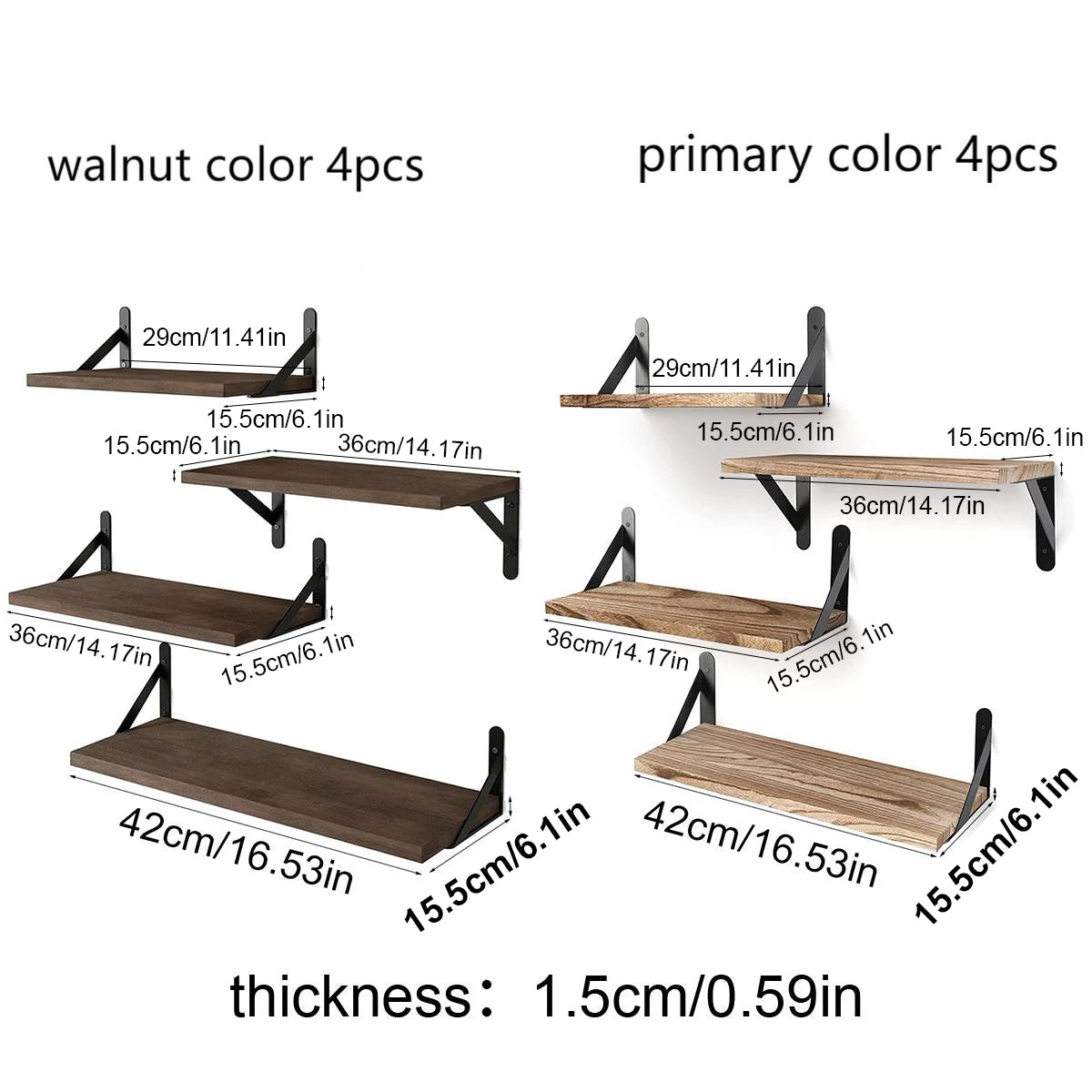 Floating Wall Shelves - Wood Mounted Bookshelf for Living Room, Bedroom & Kitchen