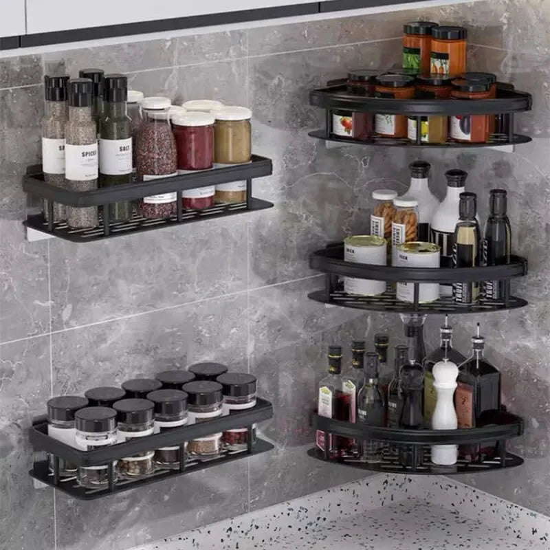 No-Drill Bathroom Corner Shelf - Wall Mount Storage Rack