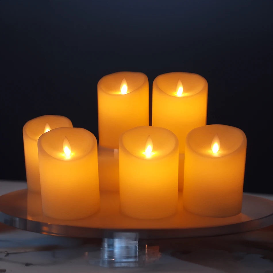 USB Rechargeable LED Candles 3-Piece Set - Flameless Pillar Candles with Remote