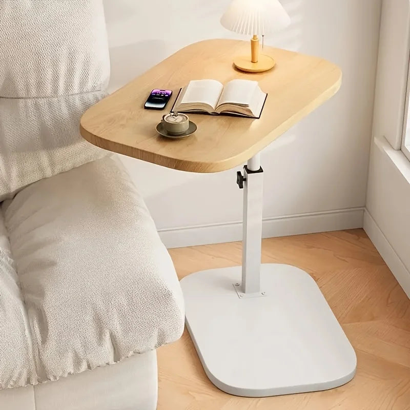 Adjustable Height Table - Portable Wooden Tabletop Sofa Side Table for Coffee, Office & Outdoor Use