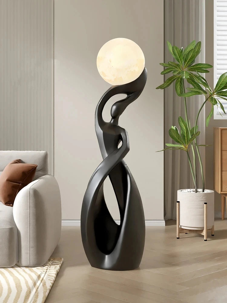 Nordic Abstract Art Sculpture - Luminous Floor Statue for Modern Living Room Decor