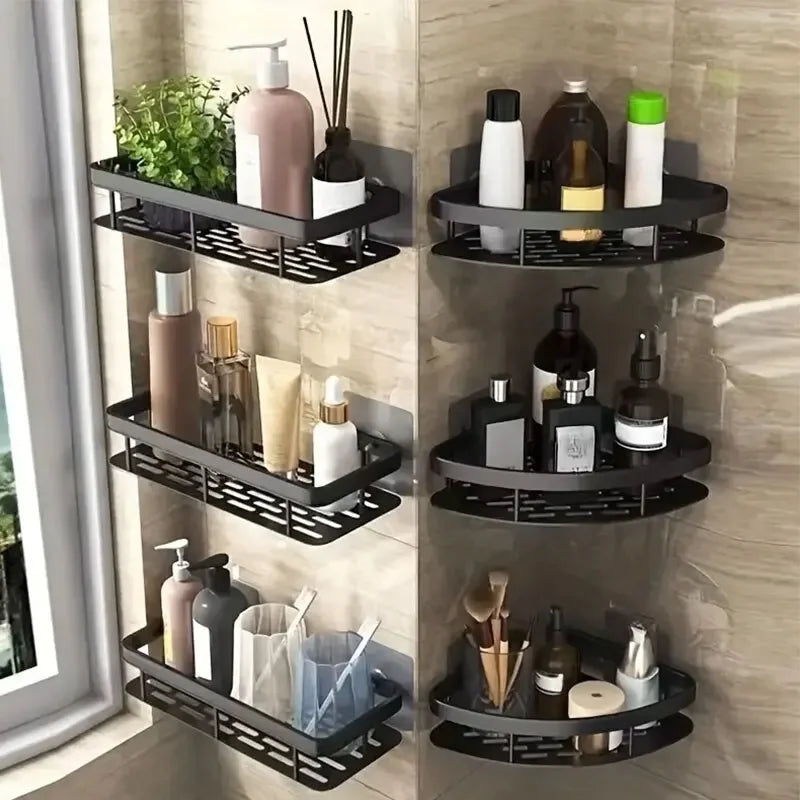 No-Drill Bathroom Corner Shelf - Wall Mount Storage Rack