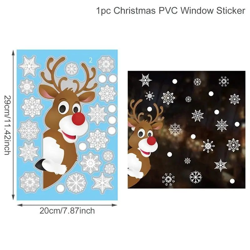 Christmas Window Stickers - Festive Holiday Decals for Home & Kids Room