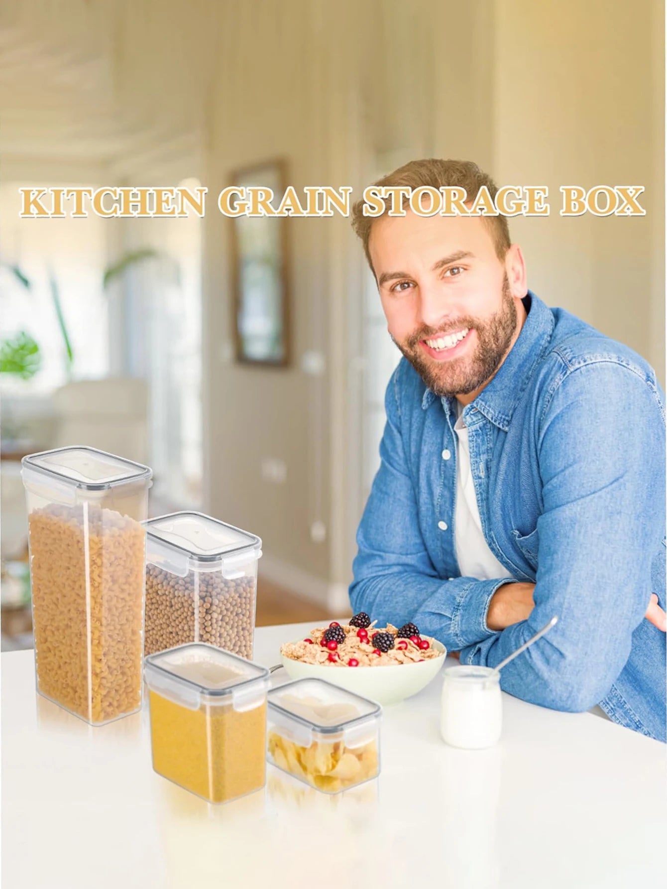 42-Piece Airtight Food Storage Container Set with Lids & Labels — Pantry Organizer for Flour, Sugar, Grains & More