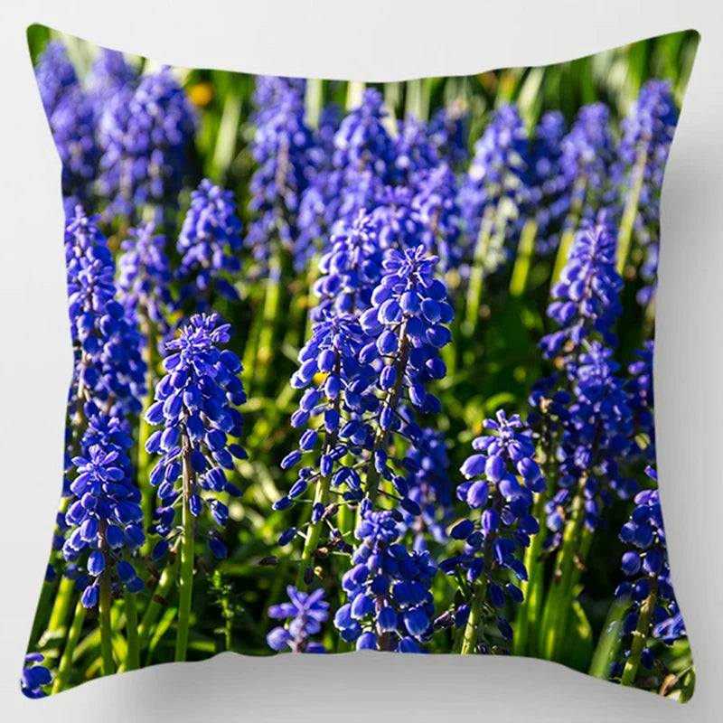 Lavender Pattern Throw Pillow Cover - Decorative Sofa Cushion Case for Living Room & Bedroom