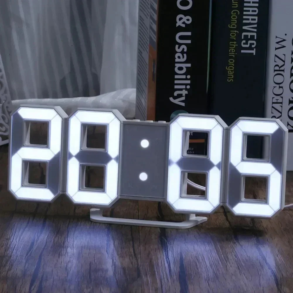Digital LED Wall Clock - Modern Electronic Display with Alarm for Home & Office
