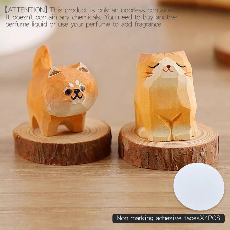 DIY Wooden Aroma Diffuser - Cute Cat & Dog Car Ornaments for Dashboard & Home Decor