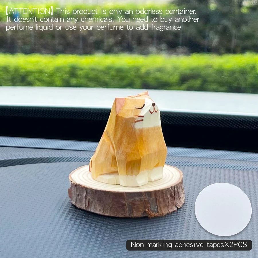 DIY Wooden Aroma Diffuser - Cute Cat & Dog Car Ornaments for Dashboard & Home Decor