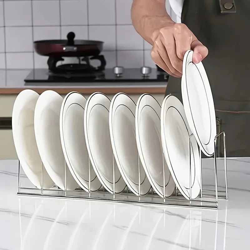 Stainless Steel Dish Rack - Space-Saving Kitchen Organizer for Plates & Utensils