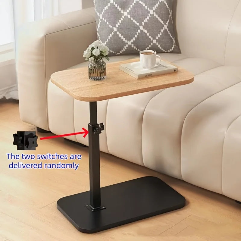 Adjustable Height Table - Portable Wooden Tabletop Sofa Side Table for Coffee, Office & Outdoor Use