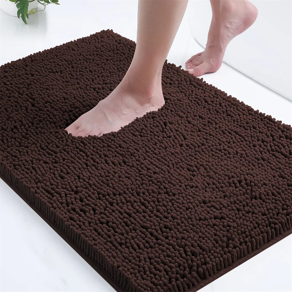 Ultra-Soft Chenille Bathroom Rug - Non-Slip Memory Foam Bath Mat with Anti-Slip Backing