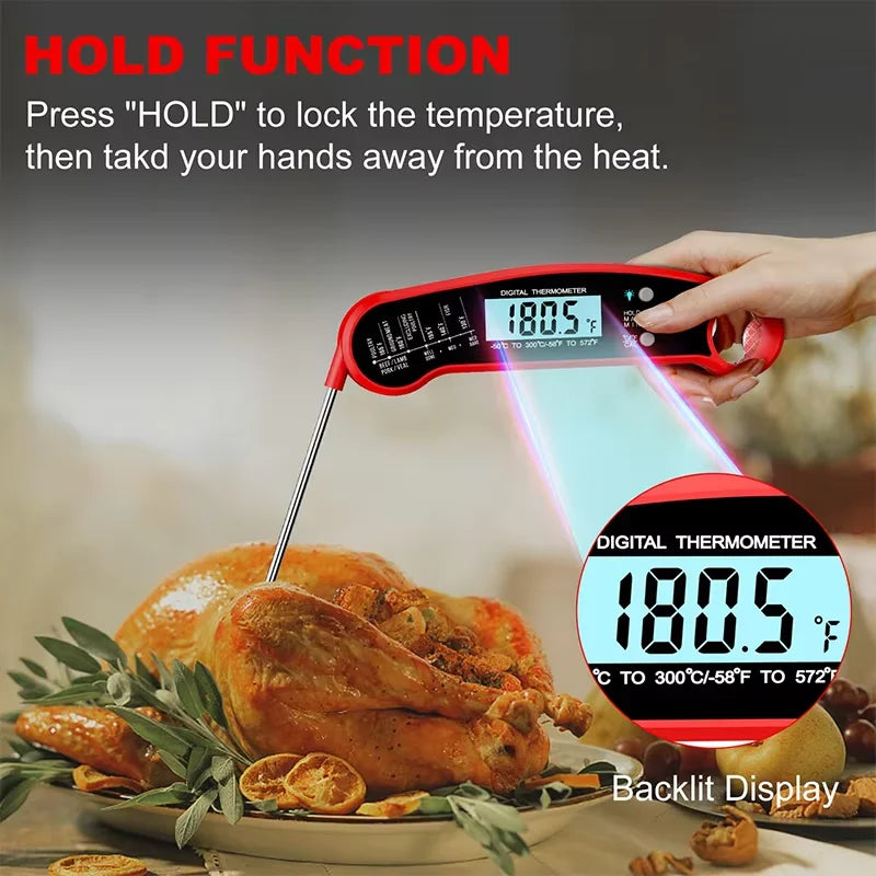 Instant Read Digital Meat Thermometer - Perfect BBQ & Cooking Results