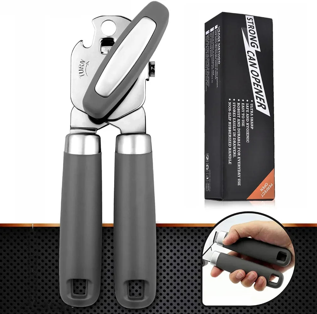 Professional Multifunctional Can Opener - Stainless Steel Bottle Opener & Corkscrew Kitchen Tool