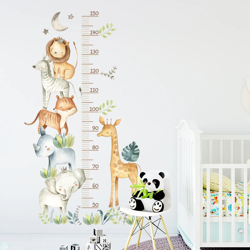 Cartoon Animal Height Chart Wall Stickers - Kids Growth Ruler 3-Piece Set