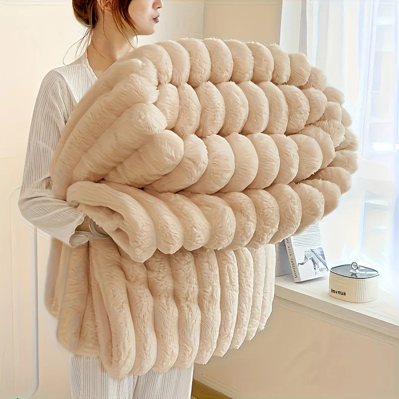 Striped Fleece Throw Blanket — Soft, Warm & Anti-Pilling in 3 Sizes & 7 Colors