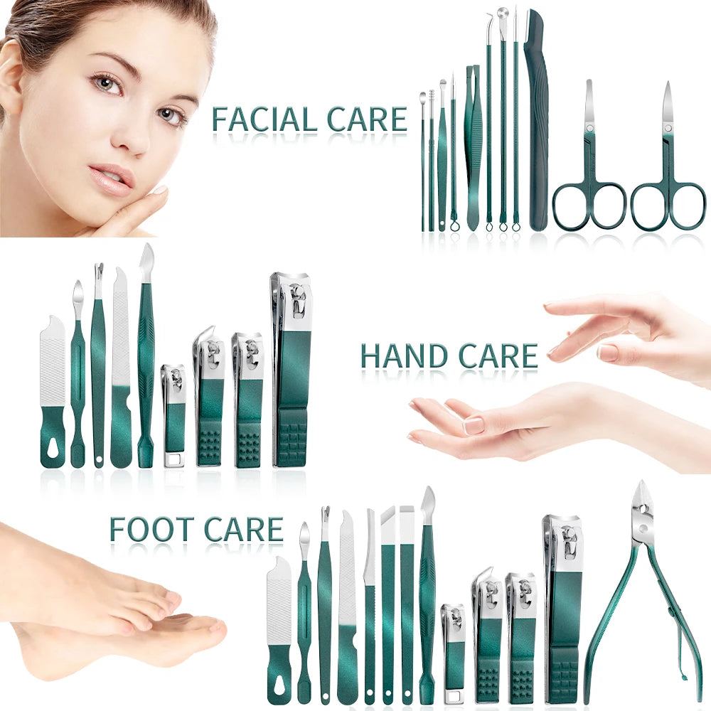 Stainless Steel Nail Clipper Set - Professional Manicure & Pedicure Tool Kit (7/13/24 Pieces)