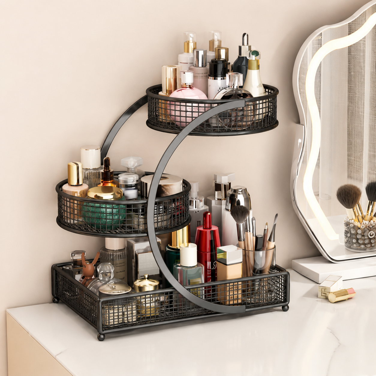 Luxe 3-Tier Vanity Makeup & Skincare Organizer
