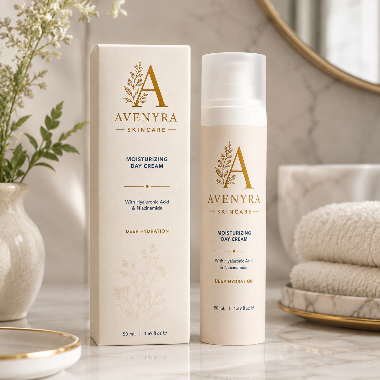AVENYRA Moisturizing Day Cream with Hyaluronic Acid & Niacinamide, 50 mL